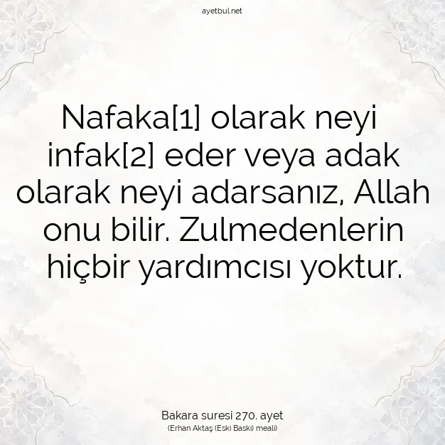 Ayetbul | Kuran Mealleri | Quran | Bakara suresi 270. ayet