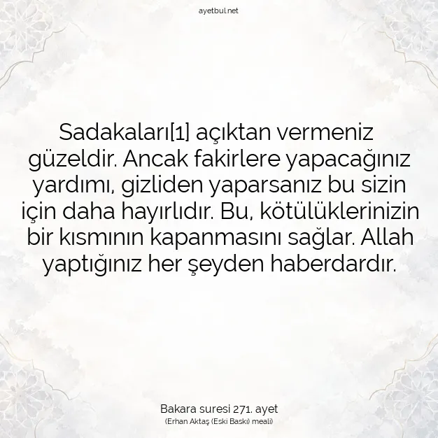 Ayetbul | Kuran Mealleri | Quran | Bakara suresi 271. ayet