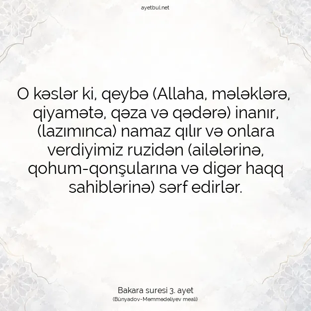 Ayetbul | Kuran Mealleri | Quran | Bakara suresi 3. ayet