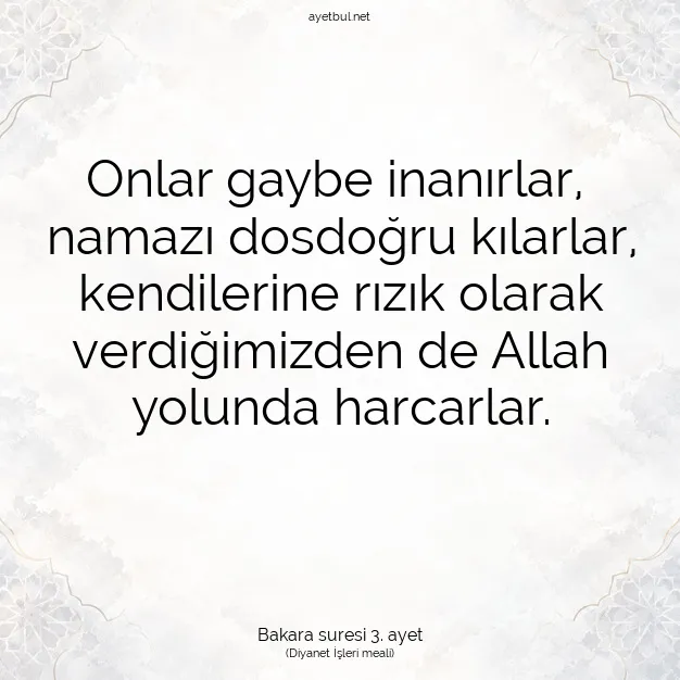 Ayetbul | Kuran Mealleri | Quran | Bakara suresi 3. ayet