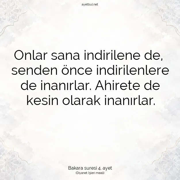 Ayetbul | Kuran Mealleri | Quran | Bakara suresi 4. ayet