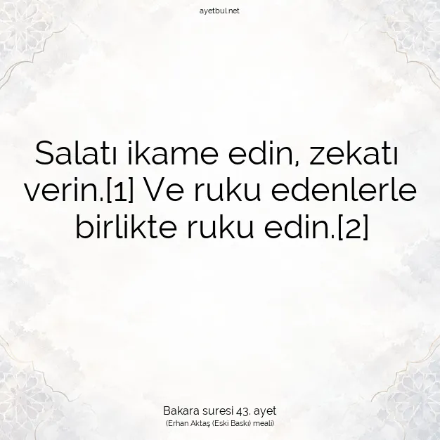 Ayetbul | Kuran Mealleri | Quran | Bakara suresi 43. ayet