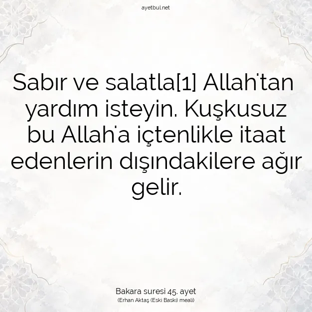 Ayetbul | Kuran Mealleri | Quran | Bakara suresi 45. ayet