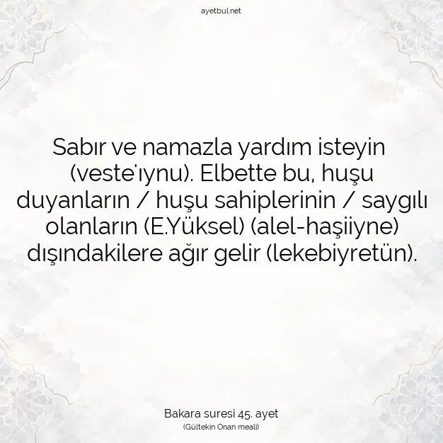 Ayetbul | Kuran Mealleri | Quran | Bakara suresi 45. ayet