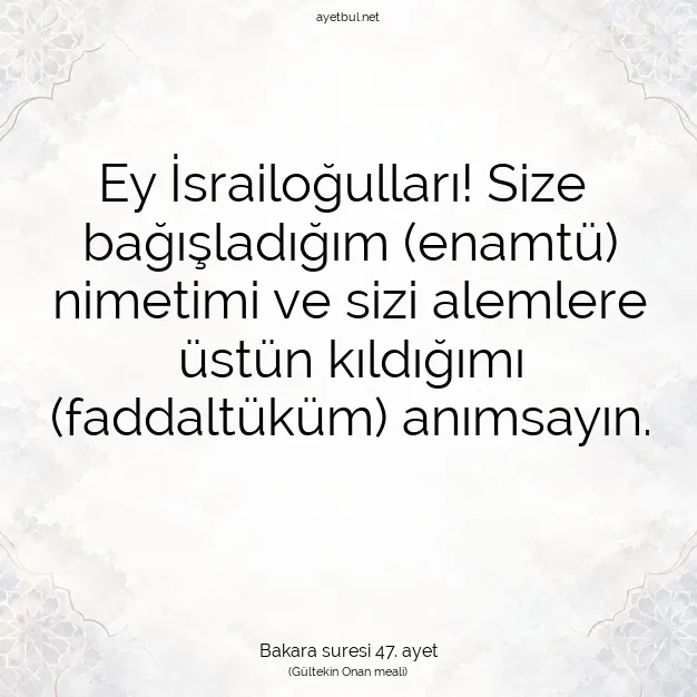 Ayetbul | Kuran Mealleri | Quran | Bakara suresi 47. ayet