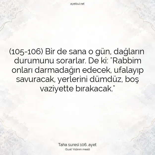 Ayetbul | Kuran Mealleri | Quran | Taha suresi 106. ayet