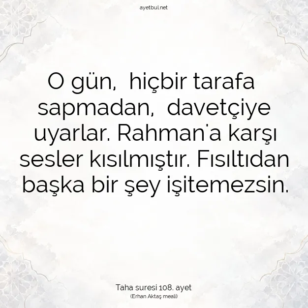 Ayetbul | Kuran Mealleri | Quran | Taha suresi 108. ayet