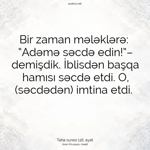 Ayetbul | Kuran Mealleri | Quran | Taha suresi 116. ayet