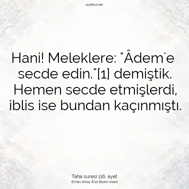 Ayetbul | Kuran Mealleri | Quran | Taha suresi 116. ayet