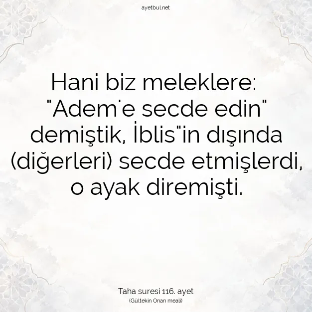 Ayetbul | Kuran Mealleri | Quran | Taha suresi 116. ayet