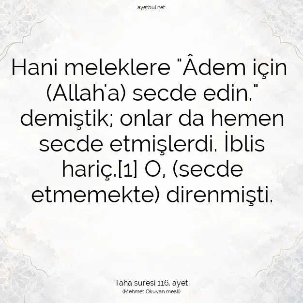 Ayetbul | Kuran Mealleri | Quran | Taha suresi 116. ayet