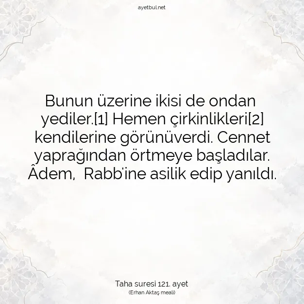 Ayetbul | Kuran Mealleri | Quran | Taha suresi 121. ayet