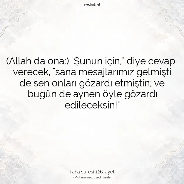 Ayetbul | Kuran Mealleri | Quran | Taha suresi 126. ayet