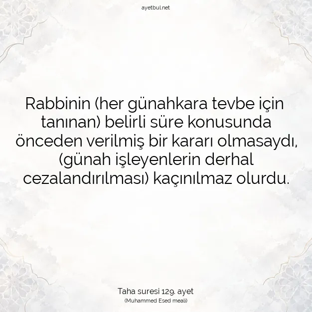 Ayetbul | Kuran Mealleri | Quran | Taha suresi 129. ayet