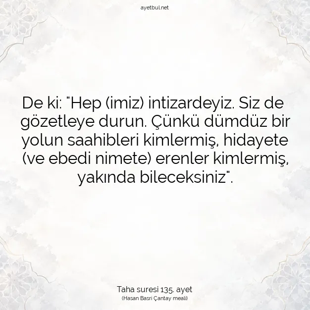 Ayetbul | Kuran Mealleri | Quran | Taha suresi 135. ayet