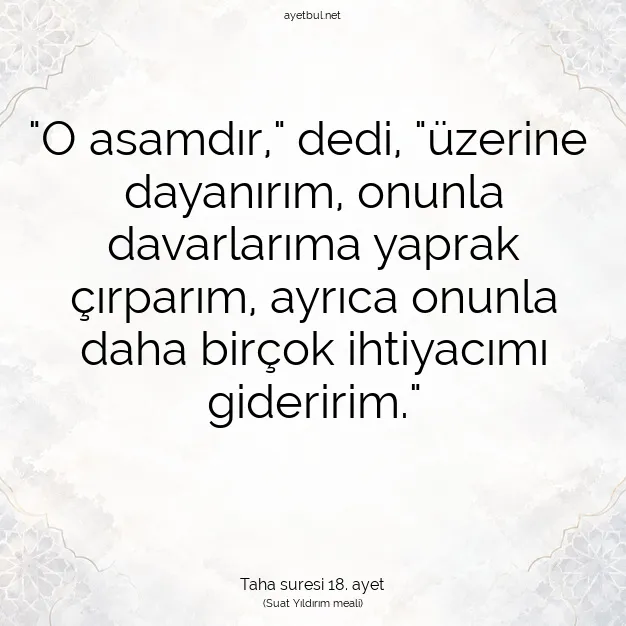 Ayetbul | Kuran Mealleri | Quran | Taha suresi 18. ayet