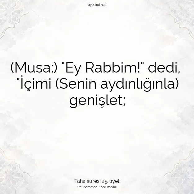 Ayetbul | Kuran Mealleri | Quran | Taha suresi 25. ayet