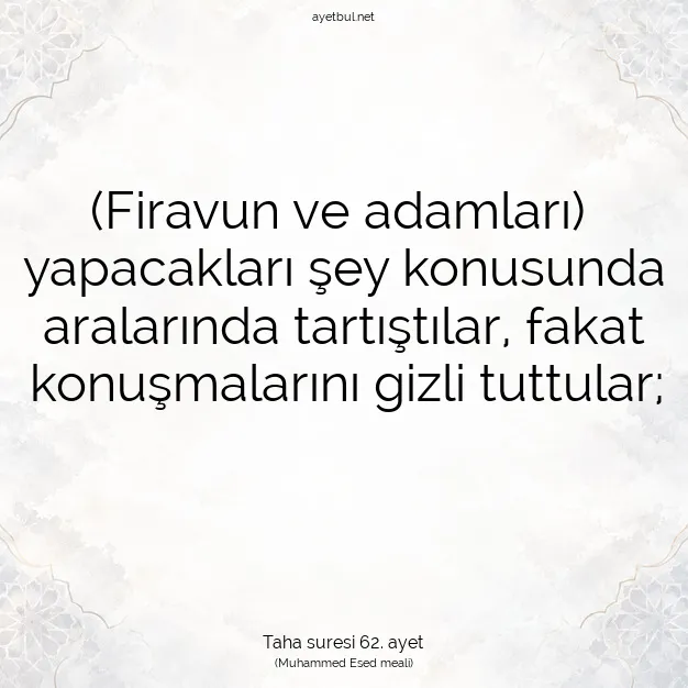Ayetbul | Kuran Mealleri | Quran | Taha suresi 62. ayet
