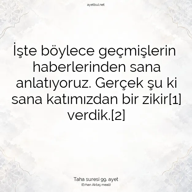 Ayetbul | Kuran Mealleri | Quran | Taha suresi 99. ayet