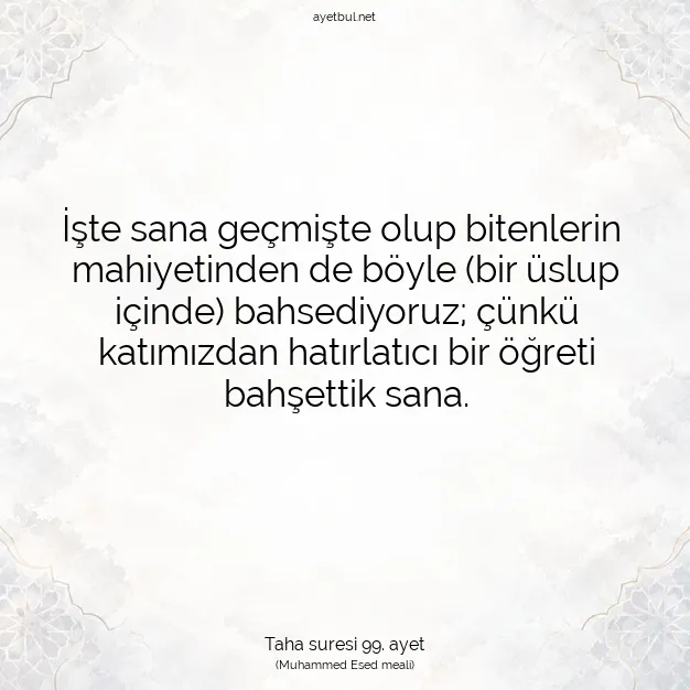Ayetbul | Kuran Mealleri | Quran | Taha suresi 99. ayet