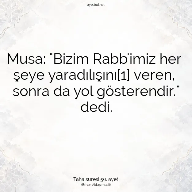 Ayetbul | Kuran Mealleri | Quran | Taha suresi 50. ayet