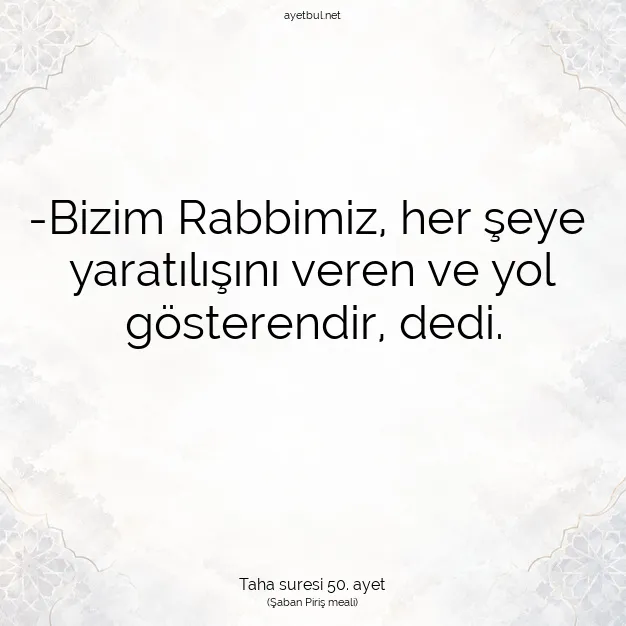 Ayetbul | Kuran Mealleri | Quran | Taha suresi 50. ayet