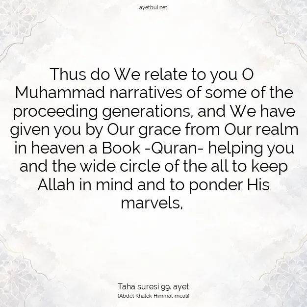 Ayetbul | Kuran Mealleri | Quran | Taha suresi 99. ayet