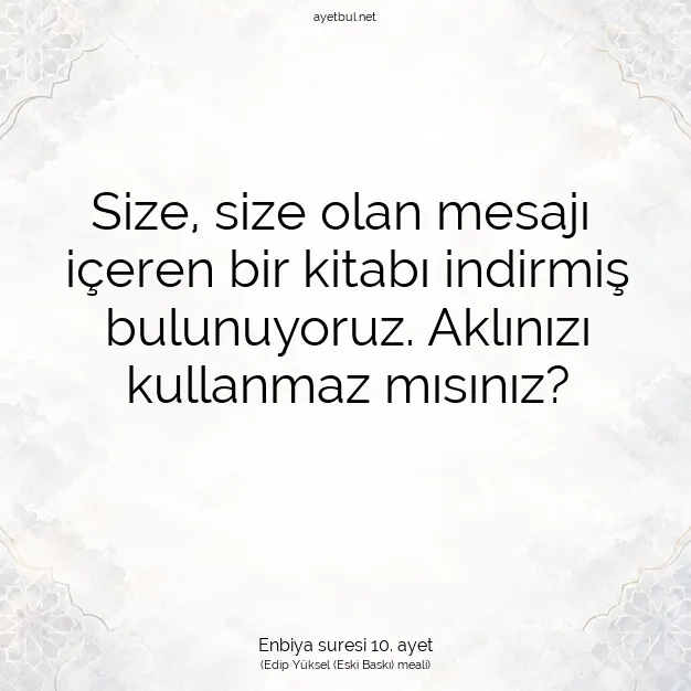 Ayetbul | Kuran Mealleri | Quran | Enbiya suresi 10. ayet