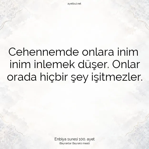 Ayetbul | Kuran Mealleri | Quran | Enbiya suresi 100. ayet