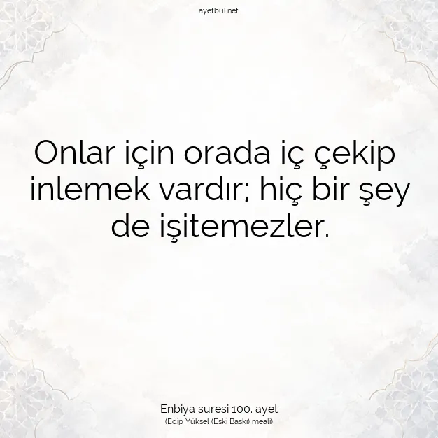 Ayetbul | Kuran Mealleri | Quran | Enbiya suresi 100. ayet