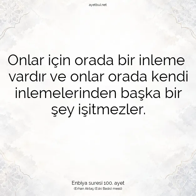 Ayetbul | Kuran Mealleri | Quran | Enbiya suresi 100. ayet