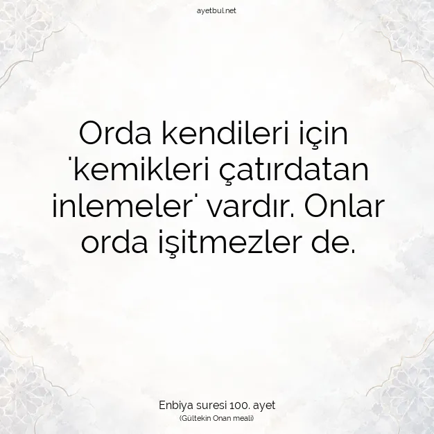 Ayetbul | Kuran Mealleri | Quran | Enbiya suresi 100. ayet