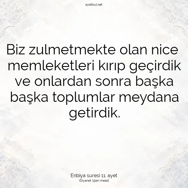 Ayetbul | Kuran Mealleri | Quran | Enbiya suresi 11. ayet
