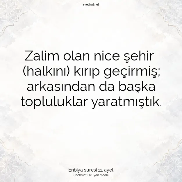 Ayetbul | Kuran Mealleri | Quran | Enbiya suresi 11. ayet