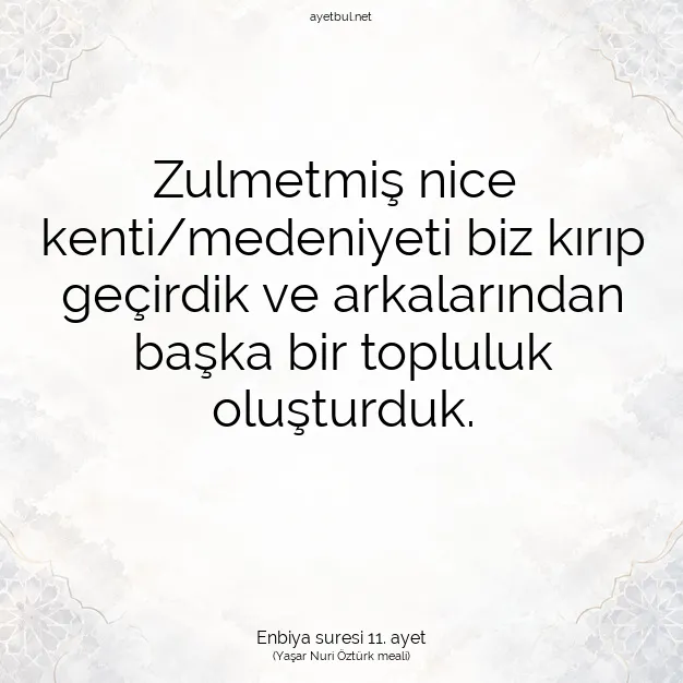 Ayetbul | Kuran Mealleri | Quran | Enbiya suresi 11. ayet