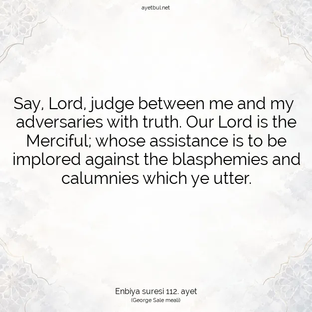 Ayetbul | Kuran Mealleri | Quran | Enbiya suresi 112. ayet