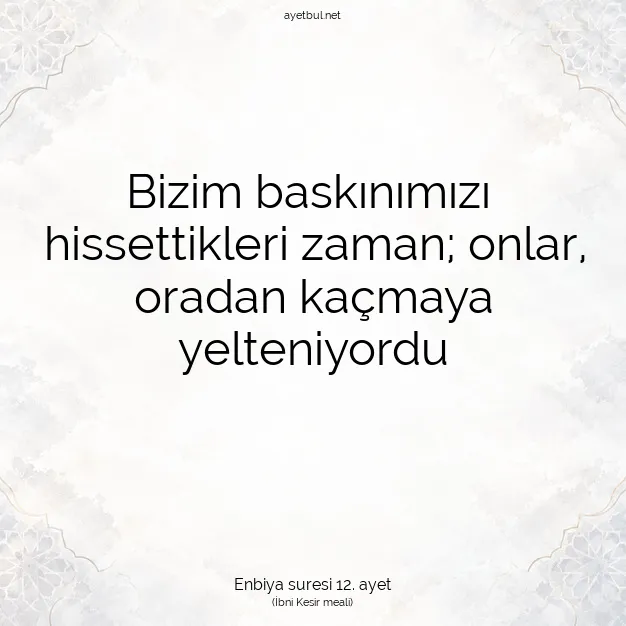 Ayetbul | Kuran Mealleri | Quran | Enbiya suresi 12. ayet