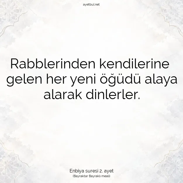 Ayetbul | Kuran Mealleri | Quran | Enbiya suresi 2. ayet
