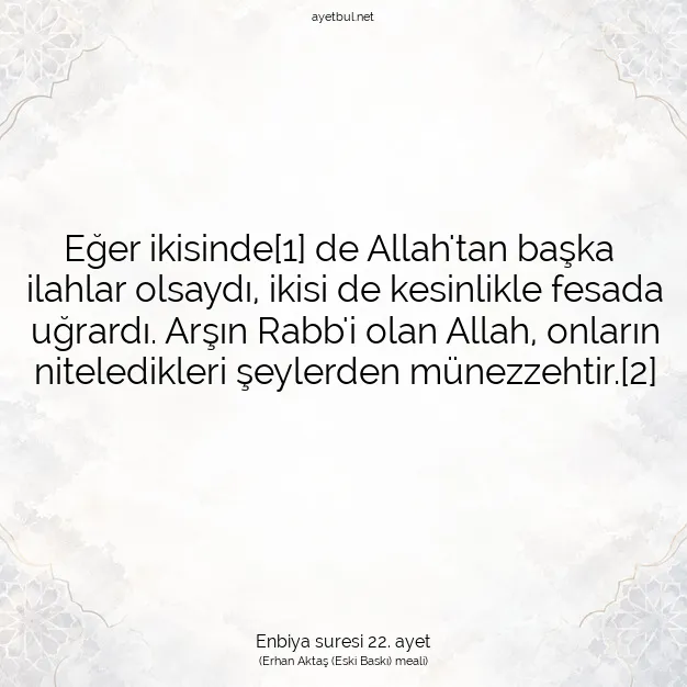 Ayetbul | Kuran Mealleri | Quran | Enbiya suresi 22. ayet