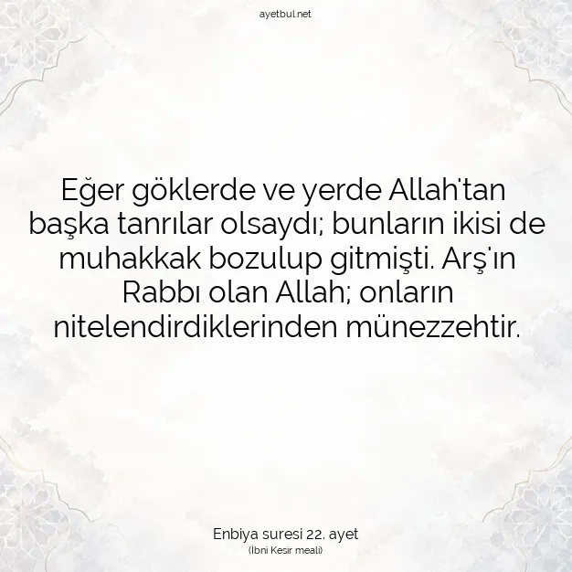 Ayetbul | Kuran Mealleri | Quran | Enbiya suresi 22. ayet