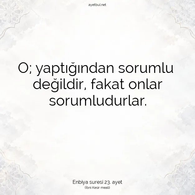 Ayetbul | Kuran Mealleri | Quran | Enbiya suresi 23. ayet