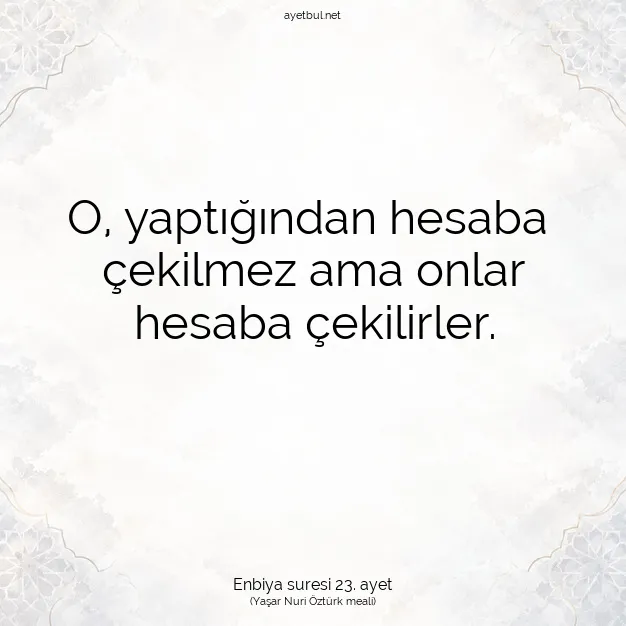 Ayetbul | Kuran Mealleri | Quran | Enbiya suresi 23. ayet