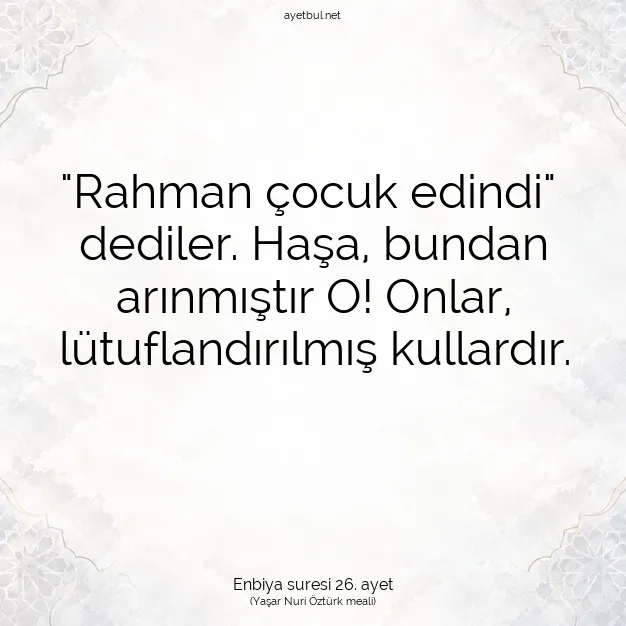 Ayetbul | Kuran Mealleri | Quran | Enbiya suresi 26. ayet