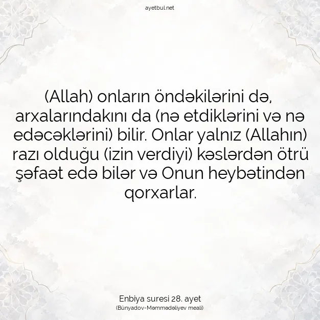 Ayetbul | Kuran Mealleri | Quran | Enbiya suresi 28. ayet