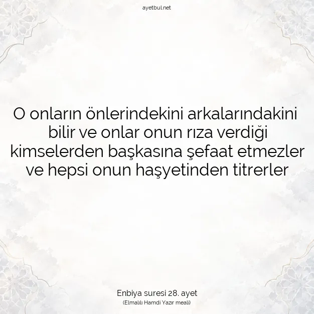 Ayetbul | Kuran Mealleri | Quran | Enbiya suresi 28. ayet