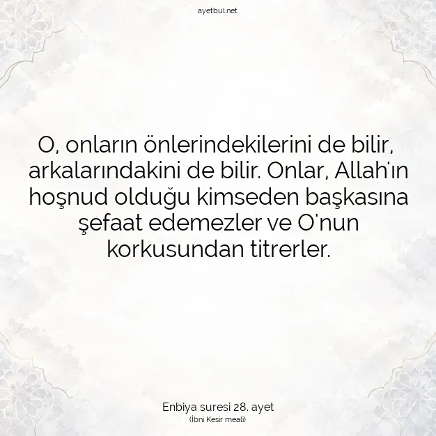Ayetbul | Kuran Mealleri | Quran | Enbiya suresi 28. ayet