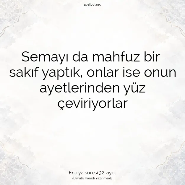 Ayetbul | Kuran Mealleri | Quran | Enbiya suresi 32. ayet
