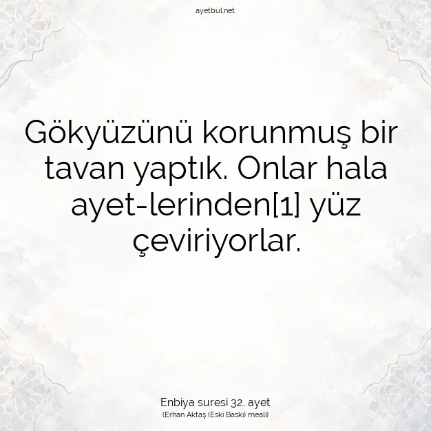 Ayetbul | Kuran Mealleri | Quran | Enbiya suresi 32. ayet