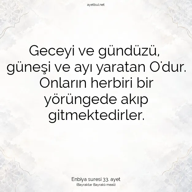 Ayetbul | Kuran Mealleri | Quran | Enbiya suresi 33. ayet