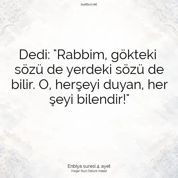 Ayetbul | Kuran Mealleri | Quran | Enbiya suresi 4. ayet